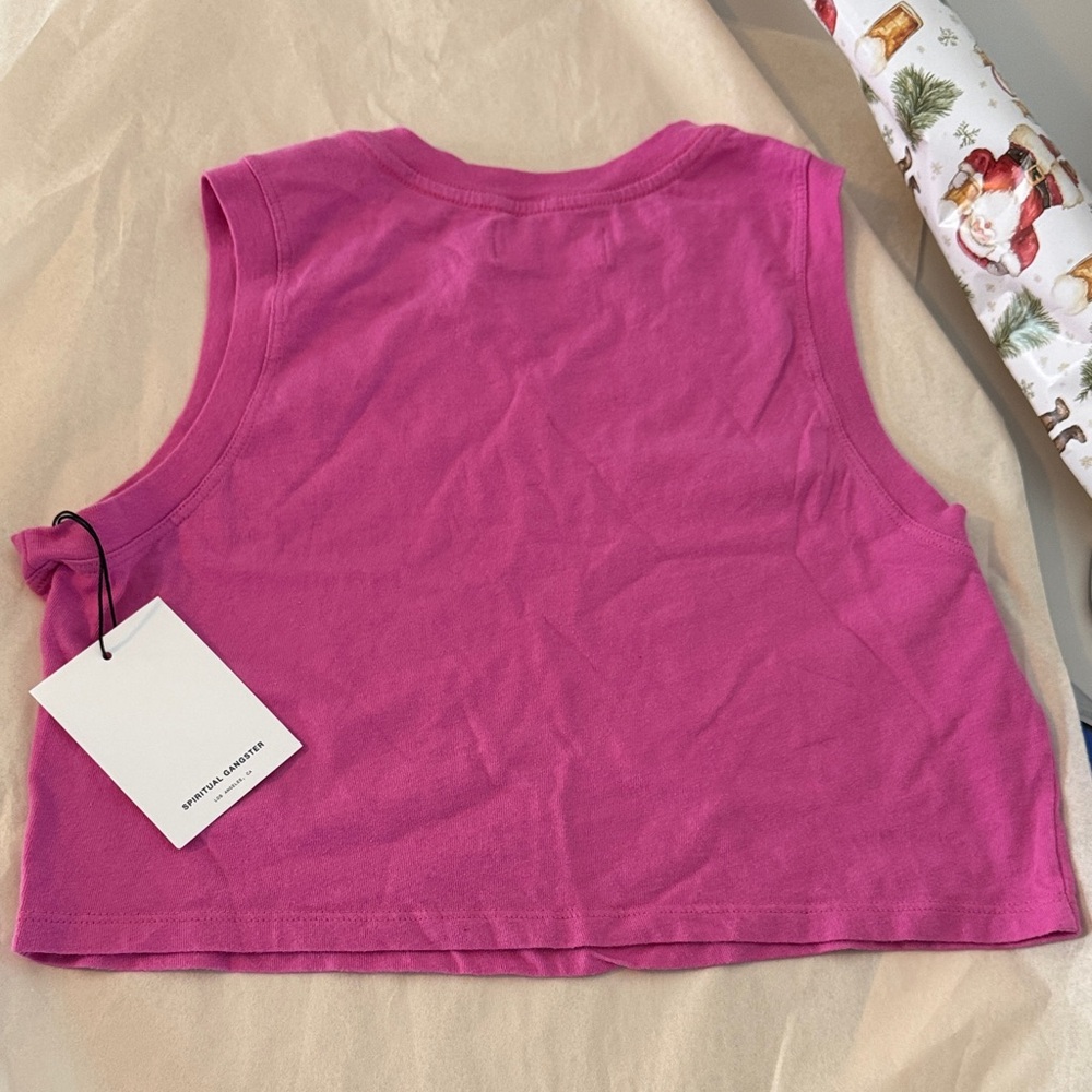 Spiritual Gangster Magenta Crop Top with Eye Design - Picture 3 of 3
